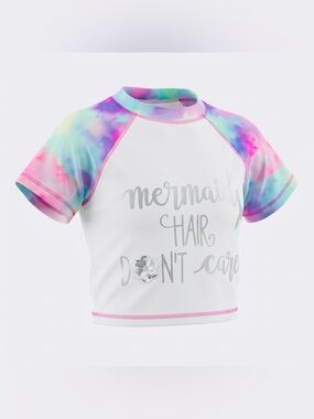 bmagical Girl’s White Swim Shirt with Silver Accents - Youth Size 7, New